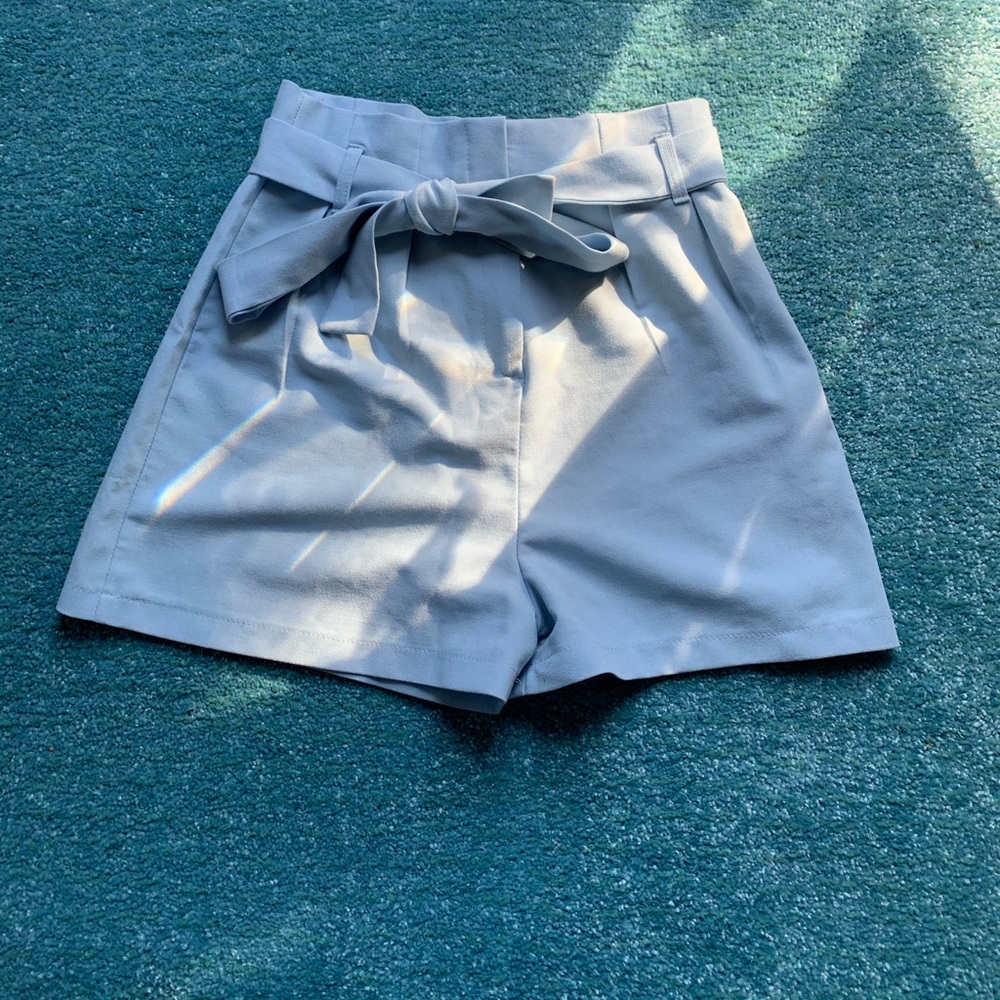 Nasty Gal Baby blue paperbag shorts